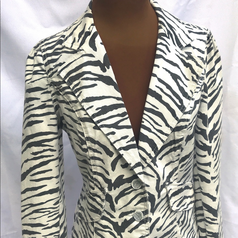 Zebra Stripe Denim Blazer/Jacket Size M
